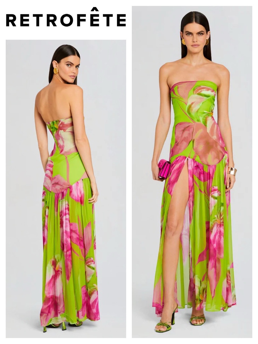 Retrofête Marisol Strapless Silk Dress
